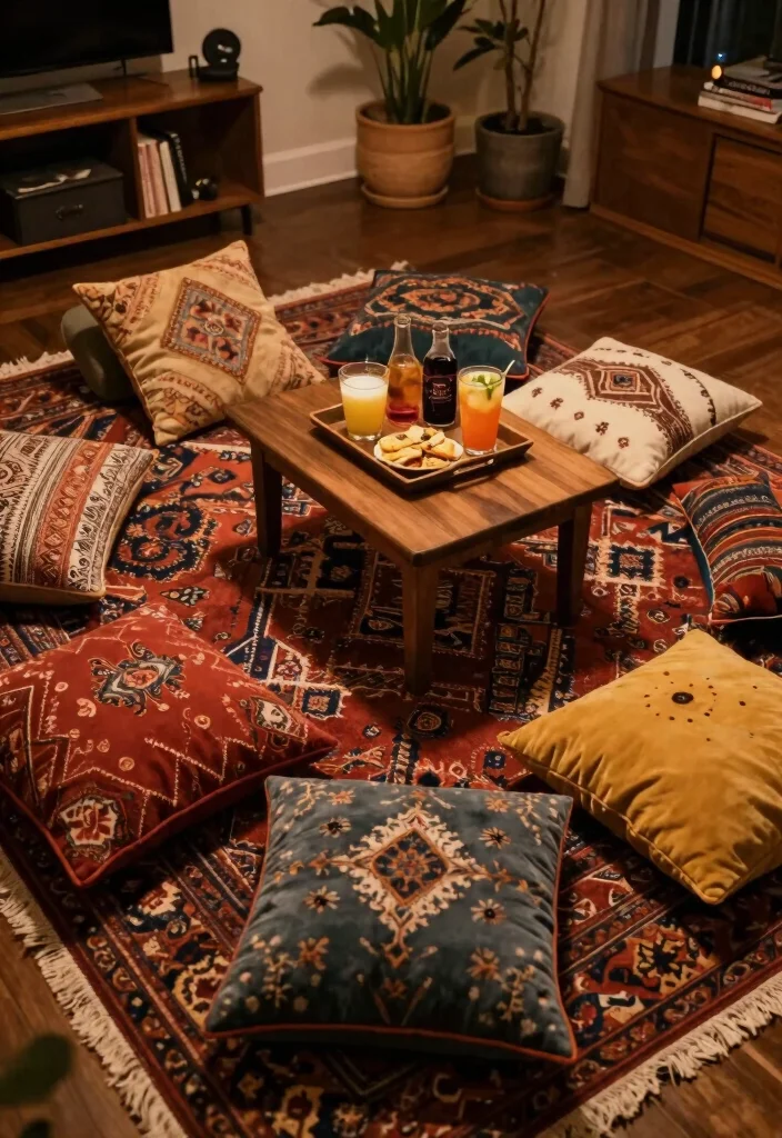 15 Afghan Living Room Ideas: Warm Textured and Cultural - 9. Incorporate Floor Seating 1
