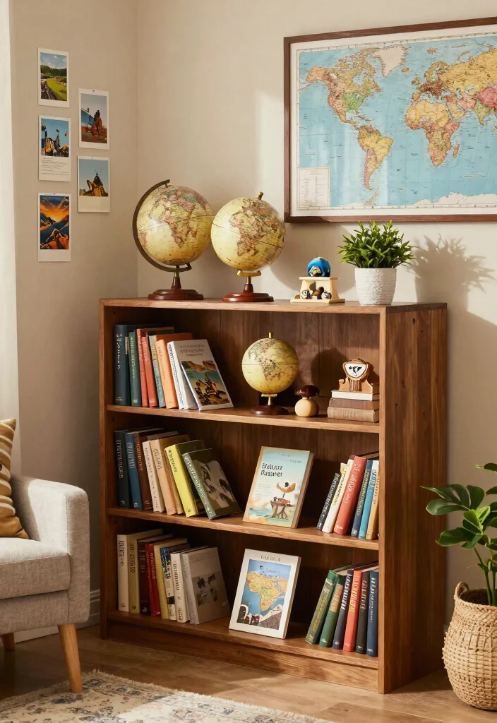 15 Bookcase Living Room Ideas: Stylish Storage and Display - 8. Themed Displays 1