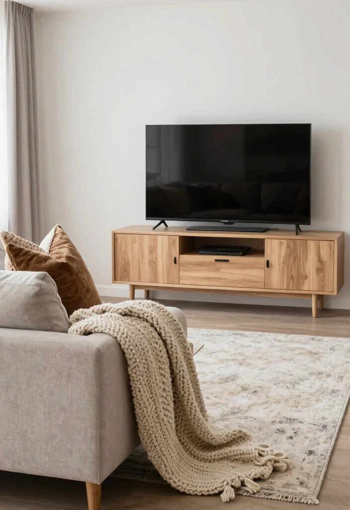 15 Cozy Living Room With TV Ideas Comfortable and Inviting - 12. Textured Layers 1