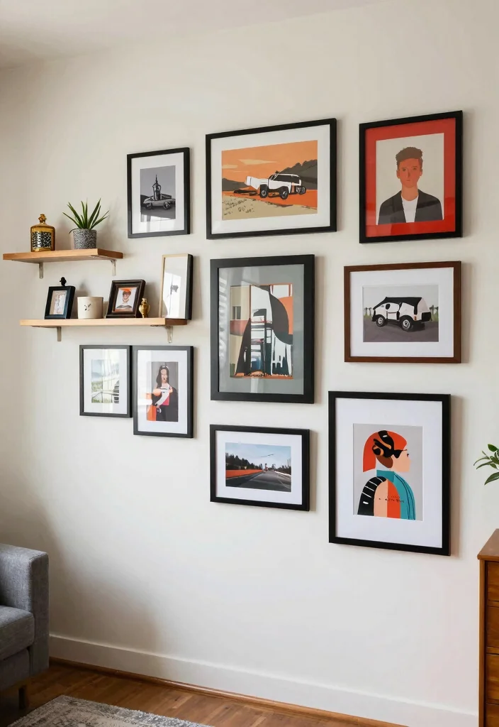 15 HDB Living Room Ideas: Smart, Compact, and Stylish - 7. Artful Wall Displays 1