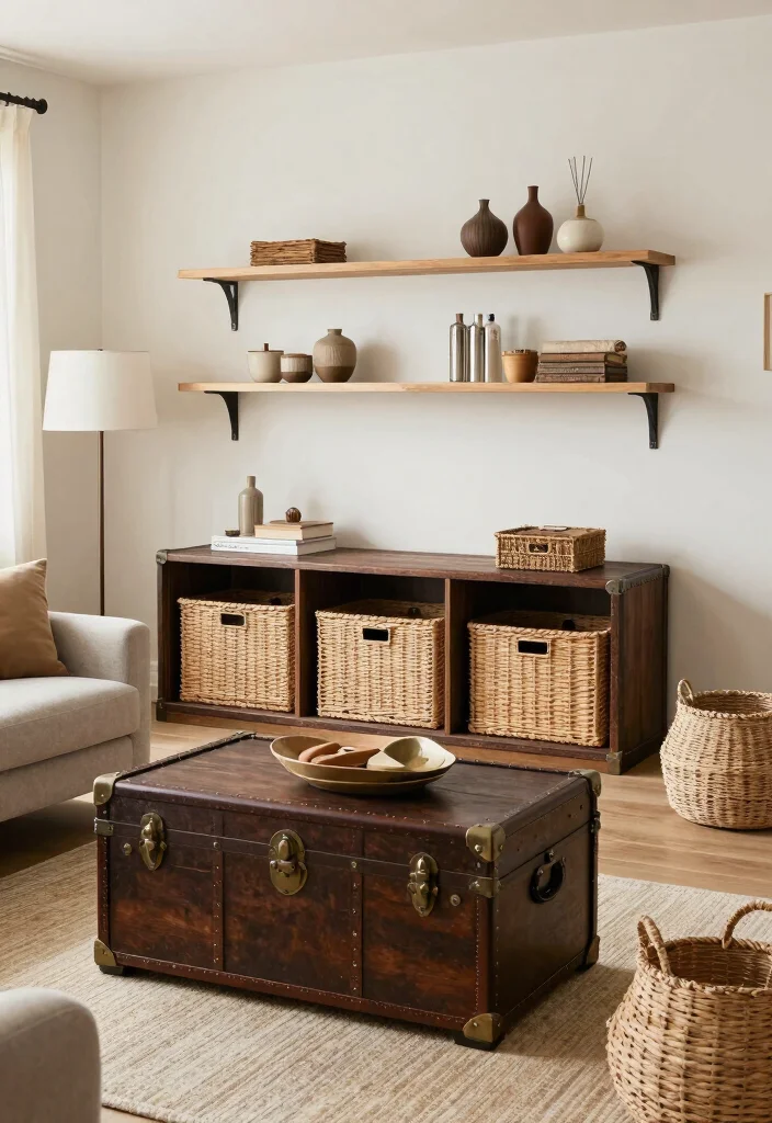 15 Khaki Living Room Ideas: Soft Neutral and Calm - 10. Functional Storage Solutions 1