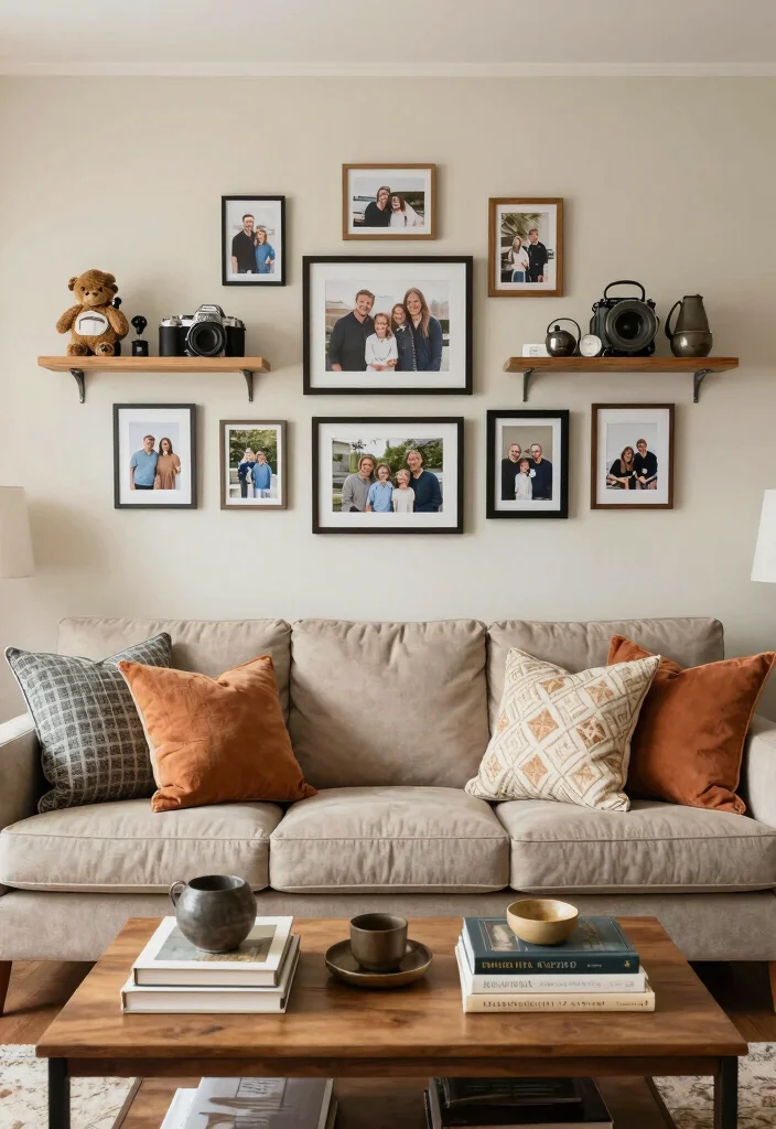 15 Khaki Living Room Ideas: Soft Neutral and Calm - 11. Personal Touches and Decor 1