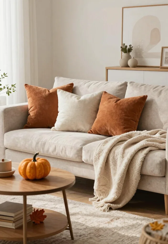 15 Khaki Living Room Ideas: Soft Neutral and Calm - 15. Seasonal Decor Change 1