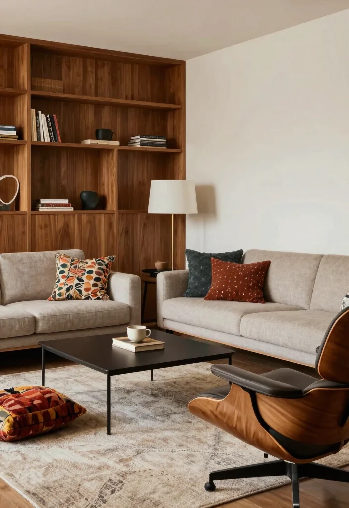 15 Living Room Den Ideas for Relaxed Multi-Purpose Spaces - 12. Mid-Century Modern Influence 1