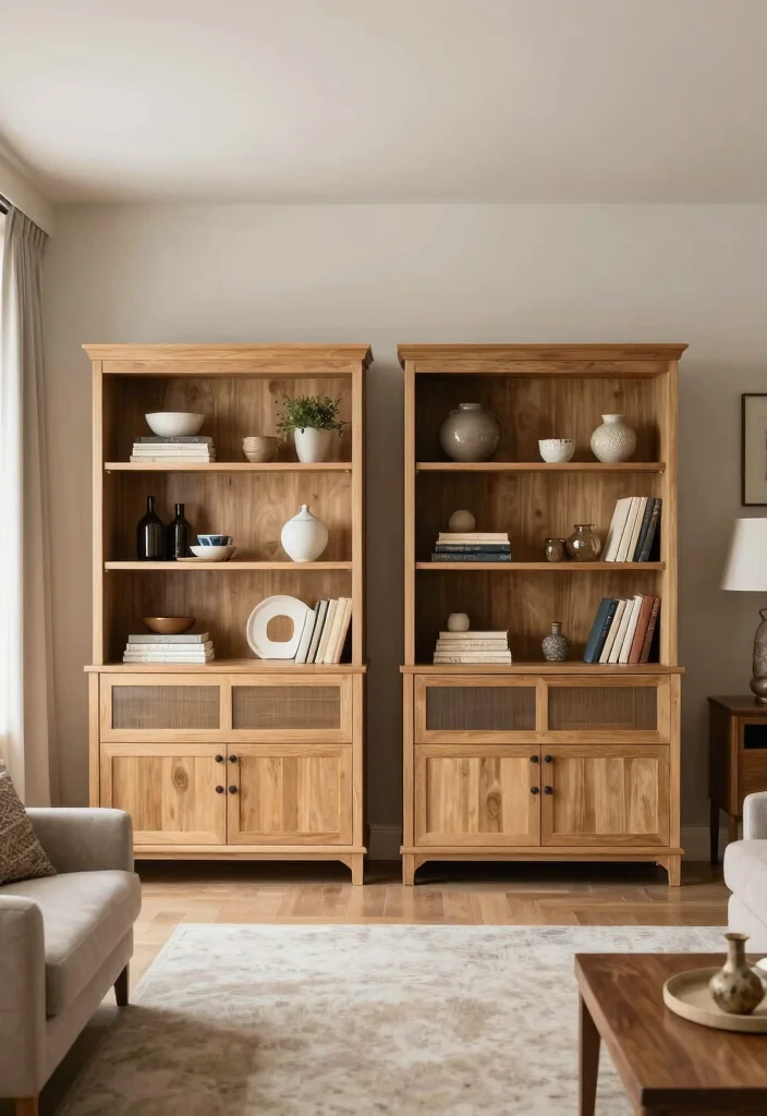 15 Living Room Hutch Ideas: Classic Storage Style - 13. Twin Hutch Setup 1