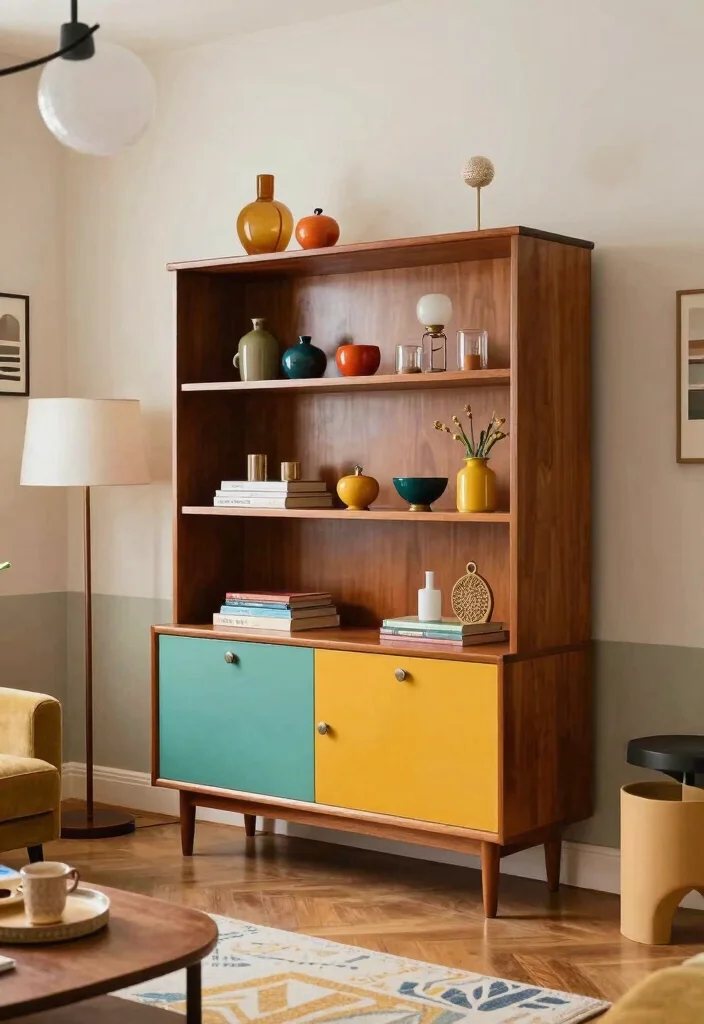 15 Living Room Hutch Ideas: Classic Storage Style - 8. Mid-Century Modern Hutch 1
