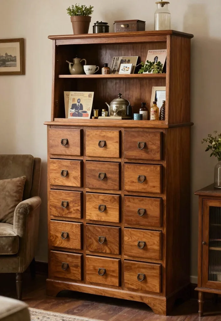 15 Living Room Hutch Ideas: Classic Storage Style - 9. Apothecary Style Hutch 1