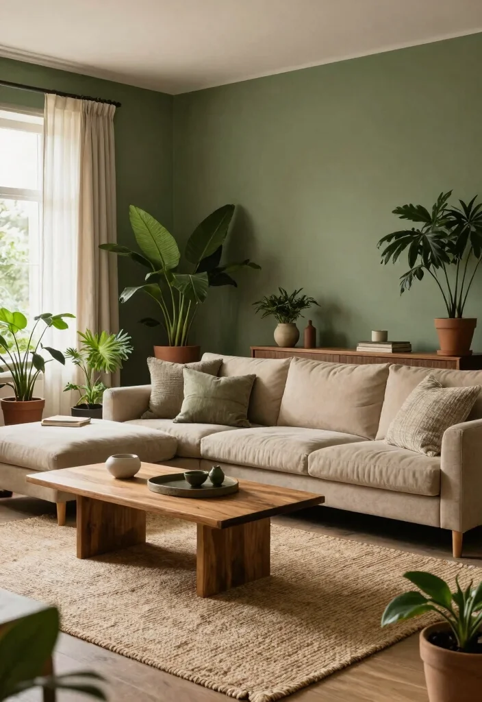 15 Living Room Palette Ideas Harmonious Color Schemes - 1. Earthy Greens and Warm Neutrals 1