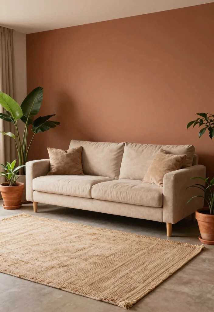 15 Living Room Palette Ideas Harmonious Color Schemes - 11. Warm Beige and Earthy Terracotta 1