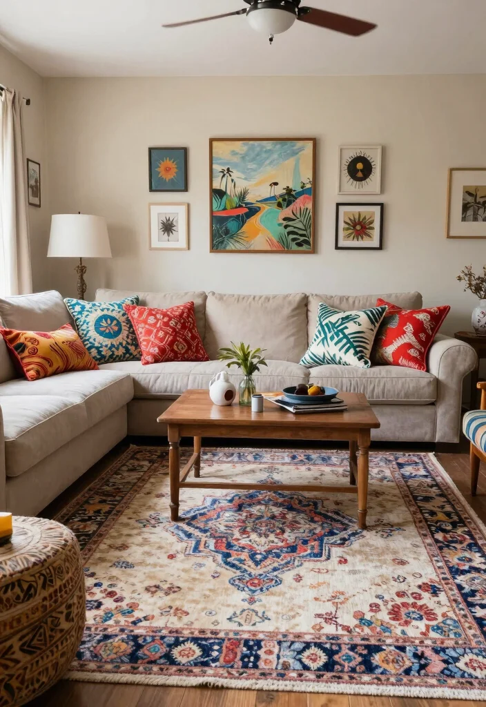 15 Living Room Palette Ideas Harmonious Color Schemes - 15. Mixed Patterns with a Neutral Base 1