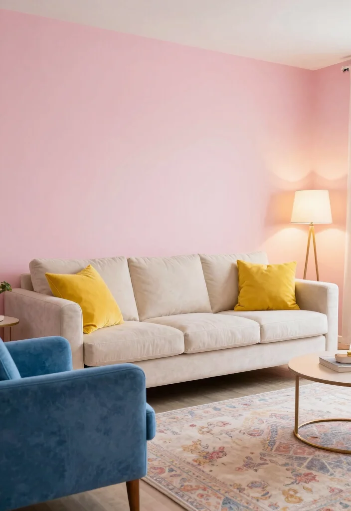 15 Living Room Palette Ideas Harmonious Color Schemes - 3. Soft Pastels with Bold Accents 1