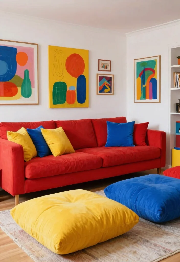 15 Living Room Palette Ideas Harmonious Color Schemes - 7. Bold Primary Colors for a Playful Vibe 1