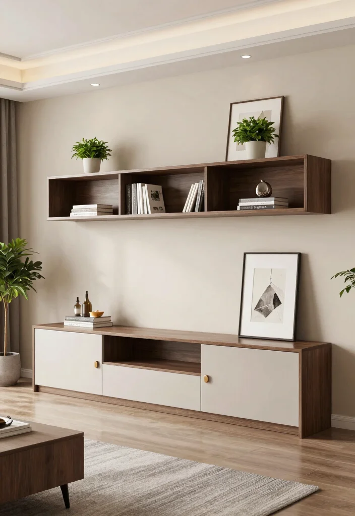 15 Living Room Stand Ideas Functional Media Styling - 10. Integrated Media Stand 1