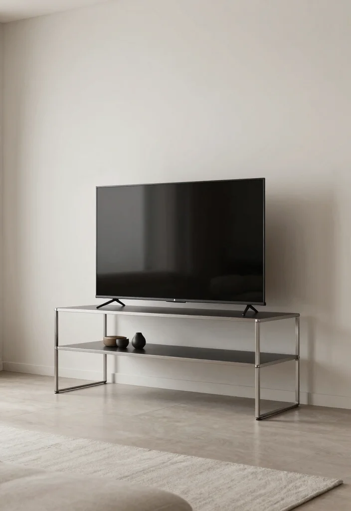 15 Living Room Stand Ideas Functional Media Styling - 15. Minimalist Metal Stand 1