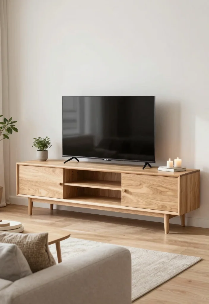 15 Living Room Stand Ideas Functional Media Styling - 6. Scandinavian Minimalist Stand 1
