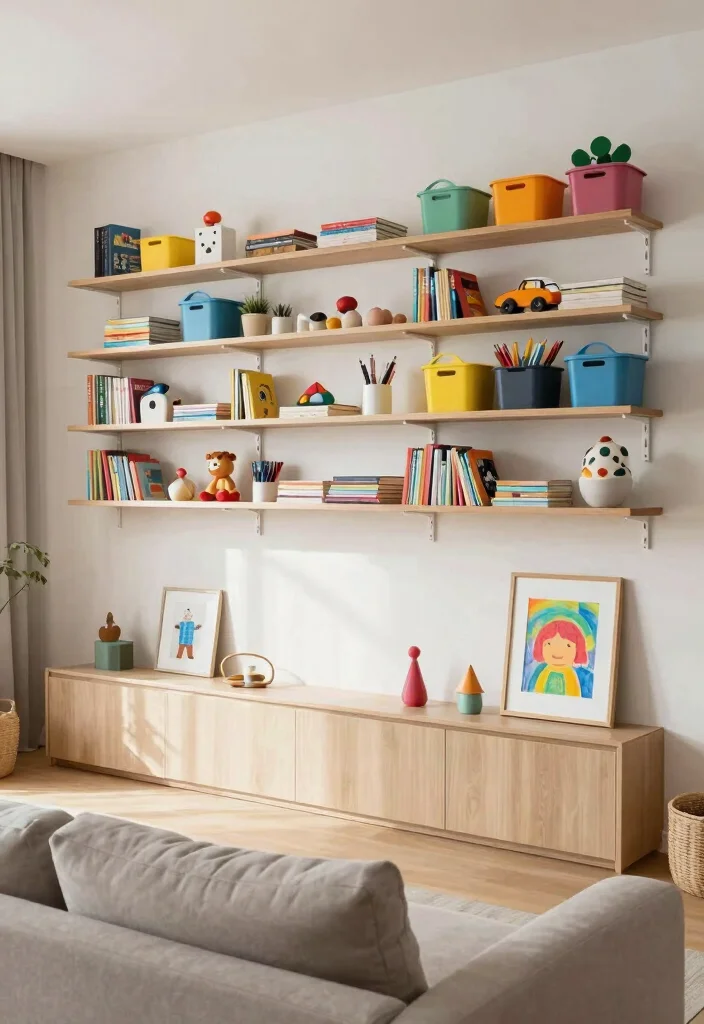 15 Living Room With Kids Area Ideas Stylish and Practical - 3. Creative Wall Storage 1