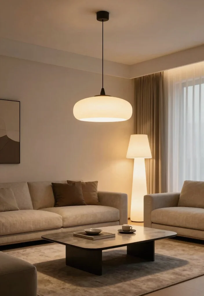 15 Modernist Living Room Ideas: Clean Lines and Function - 5. Statement Lighting Fixtures 1