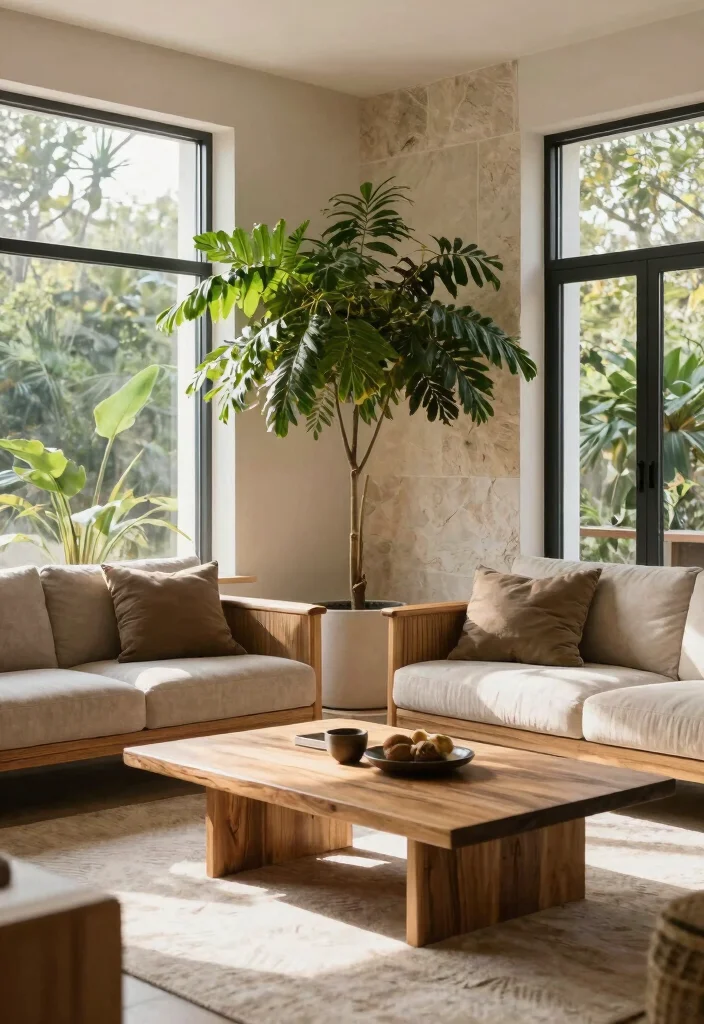 15 Modernist Living Room Ideas: Clean Lines and Function - 6. Natural Elements for Warmth 1