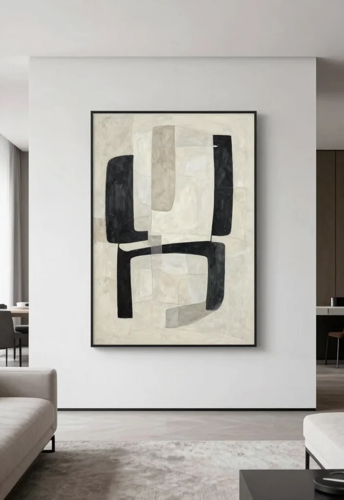 15 Modernist Living Room Ideas: Clean Lines and Function - 9. Minimalist Artwork as Focal Points 1