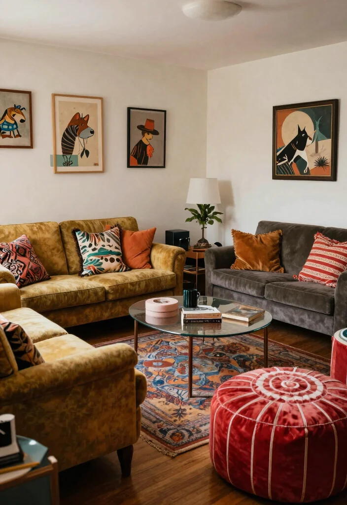 15 Punk Living Room Ideas: Bold Rebellious Style - 14. Eclectic Seating Arrangements 1