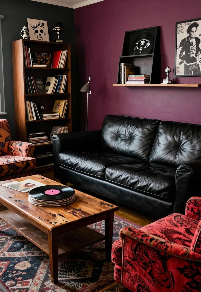 15 Punk Living Room Ideas: Bold Rebellious Style - 2. Edgy Furniture Choices 1