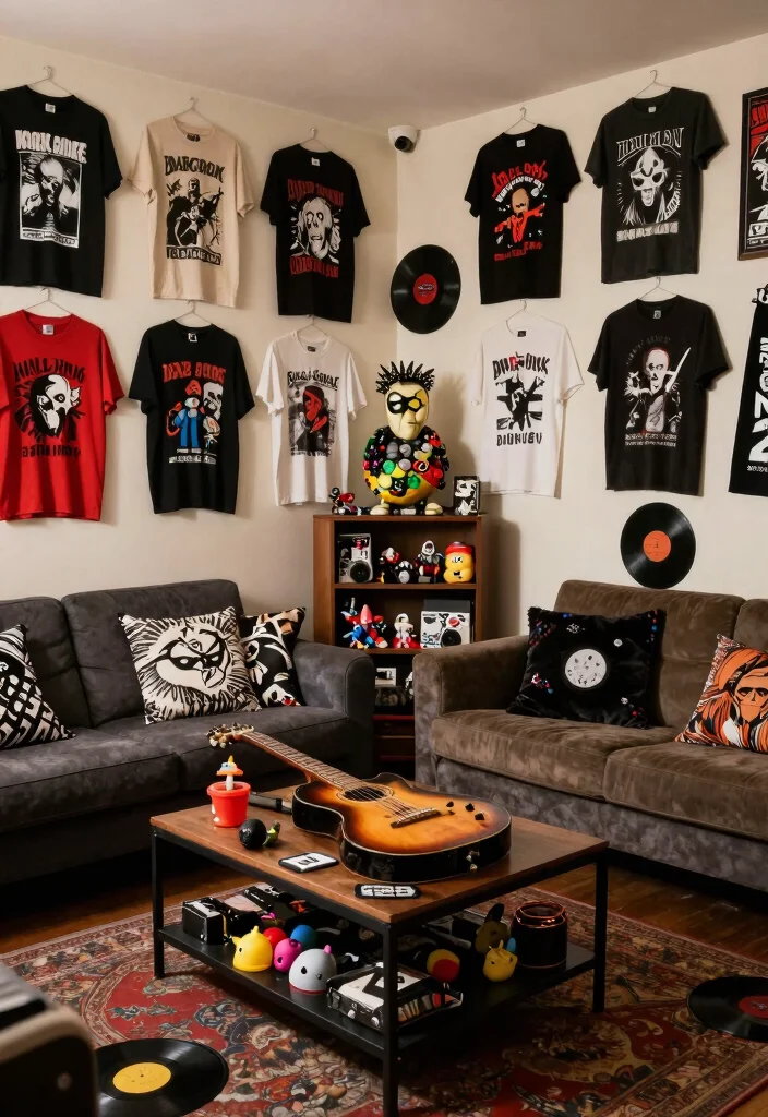 15 Punk Living Room Ideas: Bold Rebellious Style - 4. Vintage Punk Accessories 1