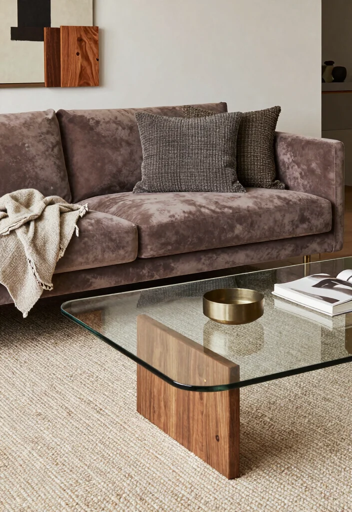 15 Split Living Room Ideas Zoned and Functional - 13. Focus on Textures for Zoning 1