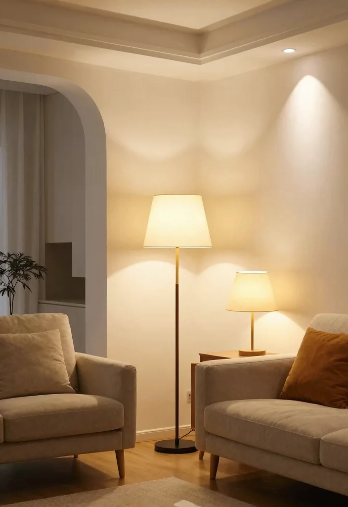 15 Split Living Room Ideas Zoned and Functional - 7. Layer Lighting for Functionality 1