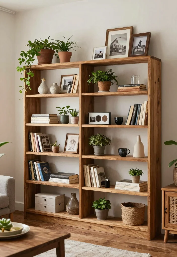 15 Village Living Room Ideas: Rustic Cozy Charm - 11. Open Shelving Displays 1