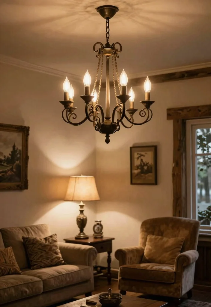 15 Village Living Room Ideas: Rustic Cozy Charm - 6. Statement Lighting 1