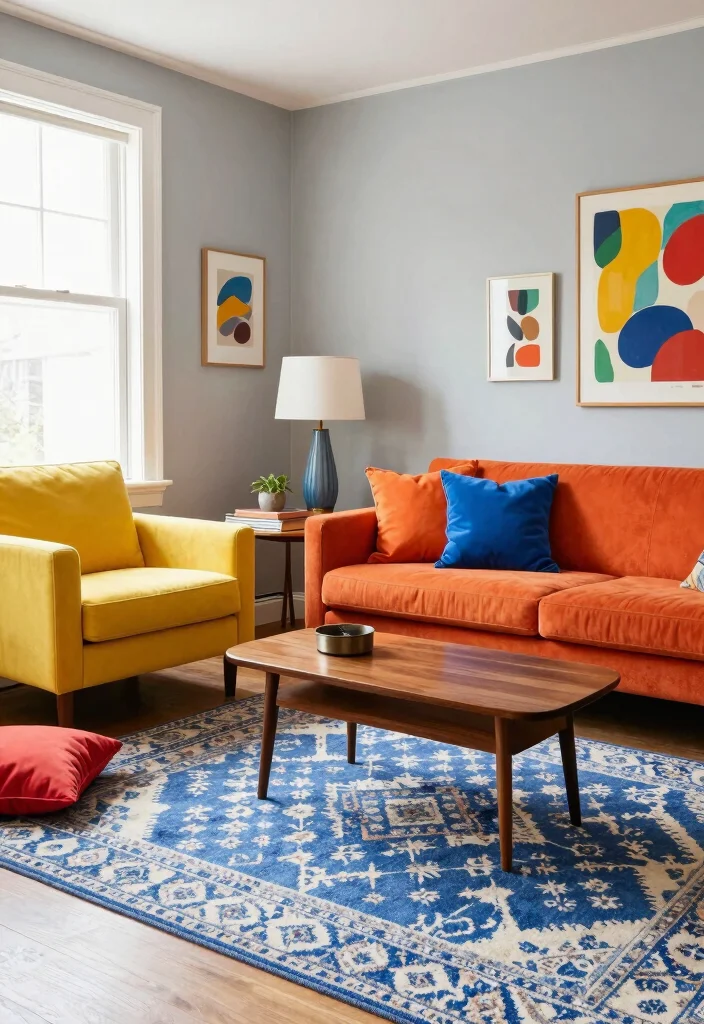 16 1950 Living Room Ideas: Retro Charm and Timeless Style - 1. Bold Color Combinations 1