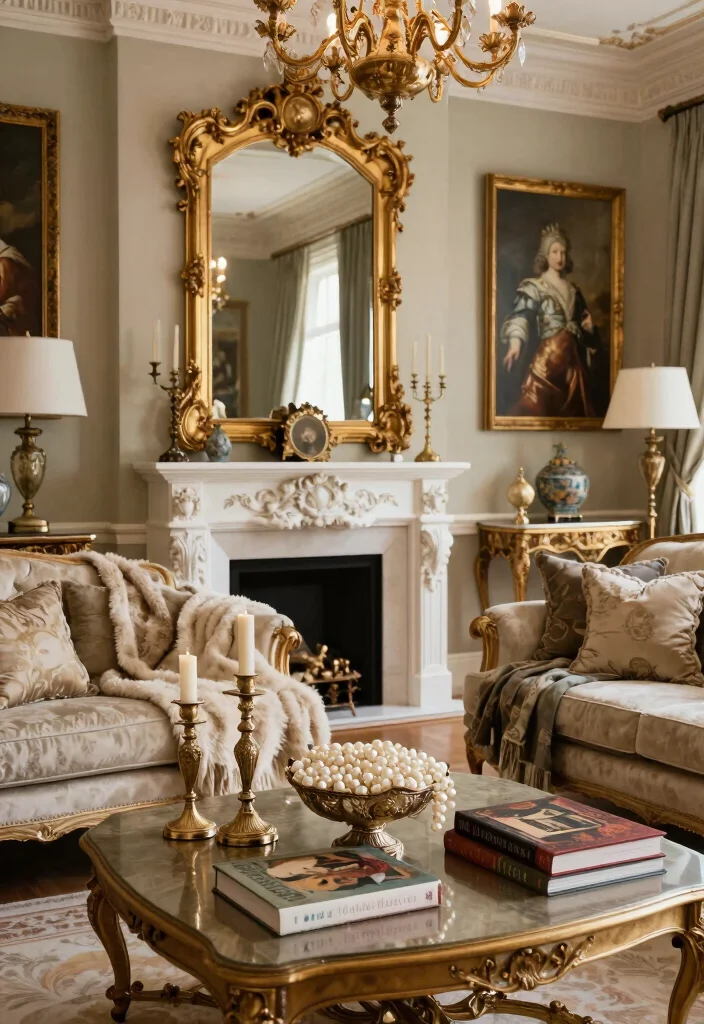 16 Baroque Living Room Ideas: Luxurious Ornate Drama - 4. Opulent Accessories 1