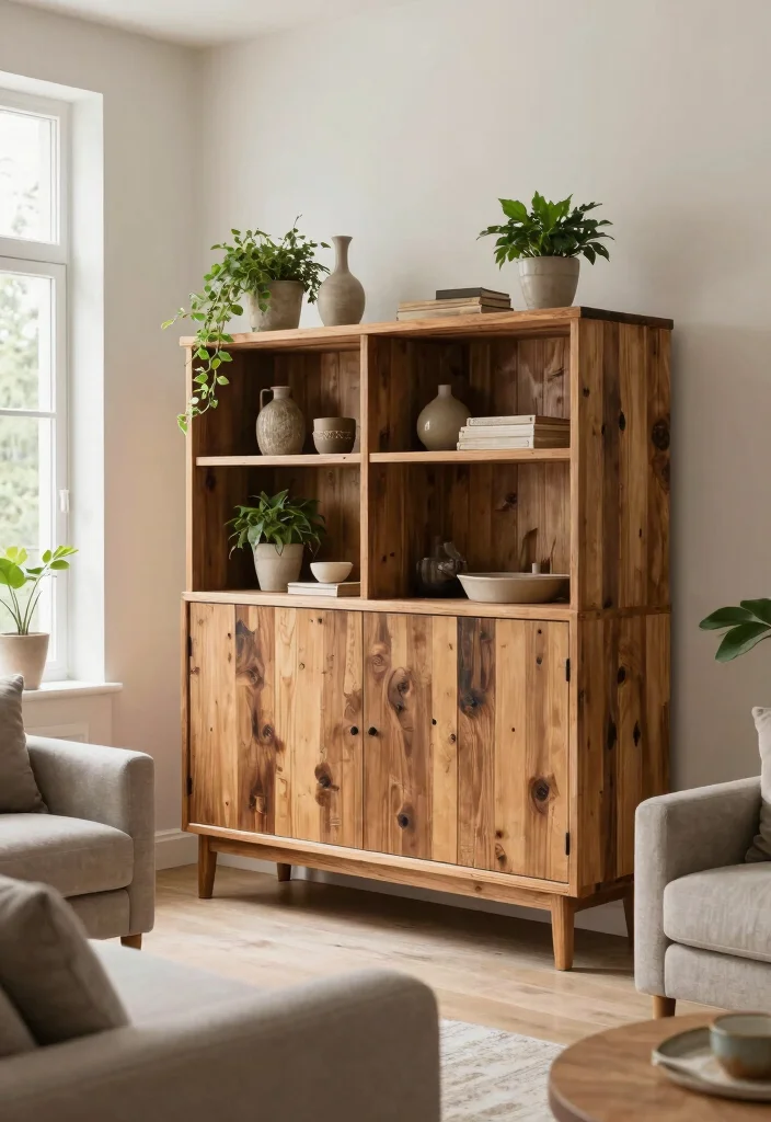 16 Cabinet Living Room Ideas: Functional and Elegant - 16. Eco-Friendly Cabinets: Sustainable Choices 1