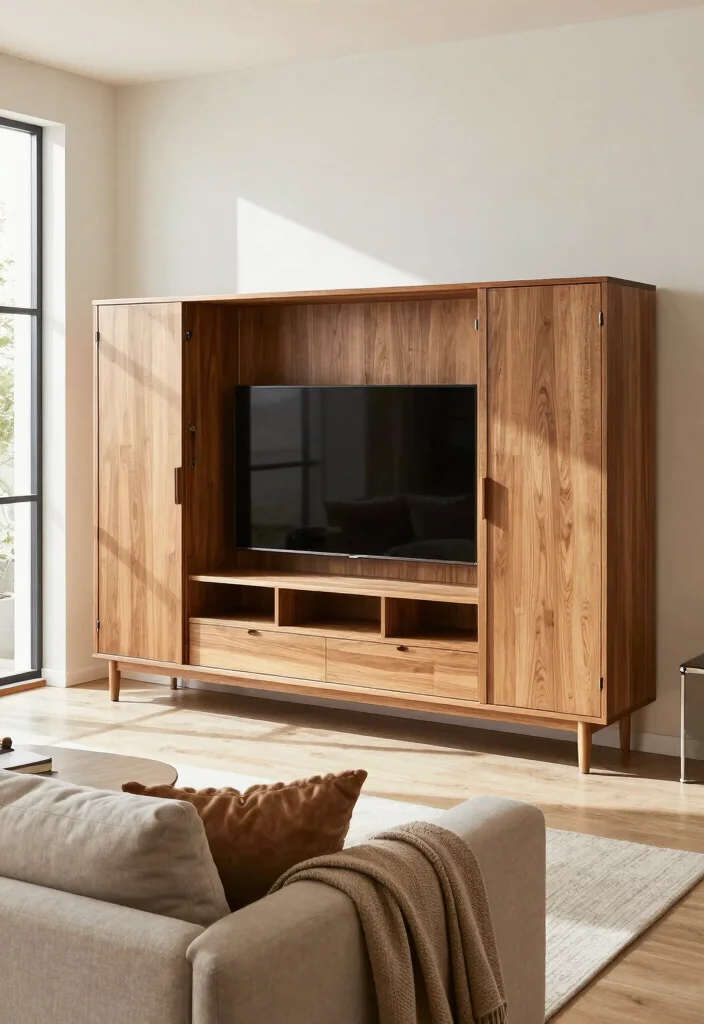 16 Cabinet Living Room Ideas: Functional and Elegant - 2. Multi-Functional Cabinets: 2 in 1 Solutions 1