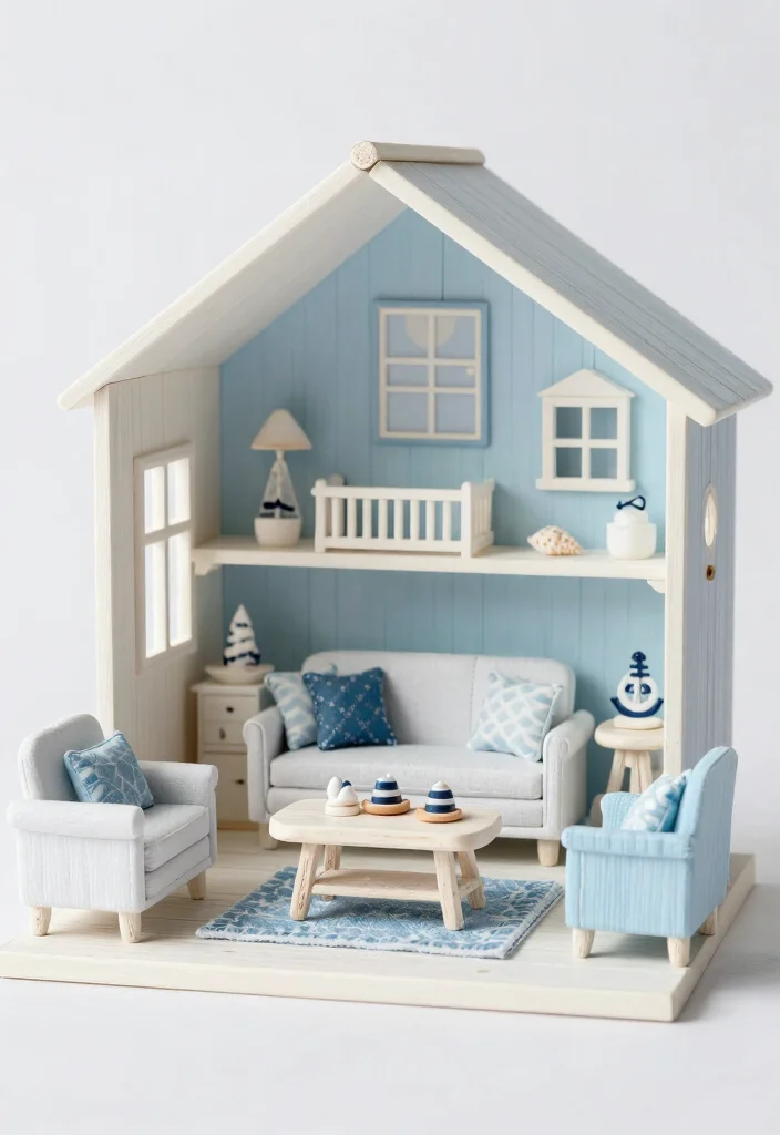 16 Dollhouse Living Room Ideas Miniature Charming Style - 10. Coastal Breeze 1