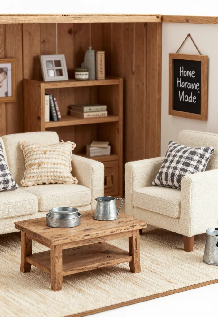 16 Dollhouse Living Room Ideas Miniature Charming Style - 12. Farmhouse Chic 1