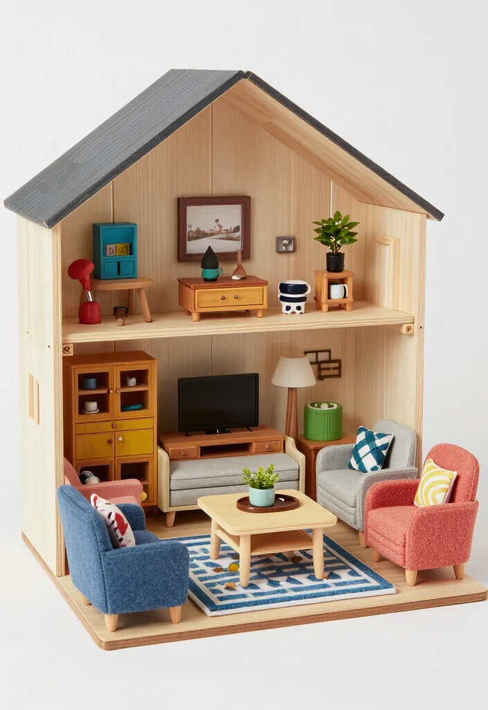 16 Dollhouse Living Room Ideas Miniature Charming Style - 15. Creative Upcycled Designs 1