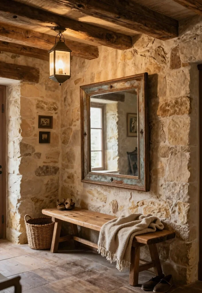 16 Foyer Living Room Ideas for Grand Welcoming Layouts - 3. Rustic Charm 1