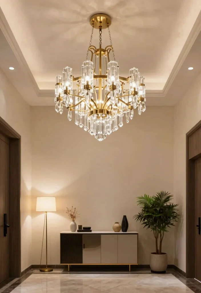 16 Foyer Living Room Ideas for Grand Welcoming Layouts - 5. Statement Lighting 1
