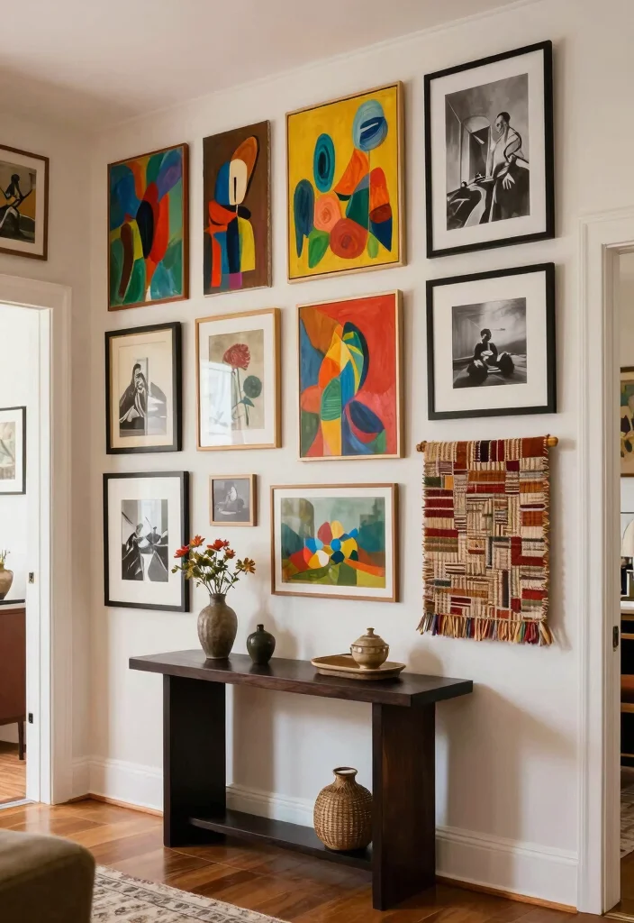 16 Foyer Living Room Ideas for Grand Welcoming Layouts - 7. Artistic Flair 1