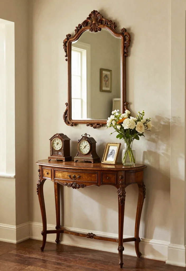 16 Foyer Living Room Ideas for Grand Welcoming Layouts - 9. Vintage Elegance 1