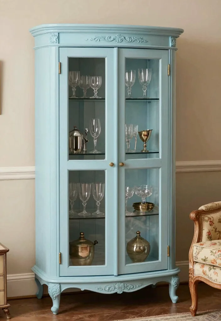 16 Living Room Bar Cabinet Ideas Chic Entertaining Storage - 4. Vintage Charm with Curved Edges 1