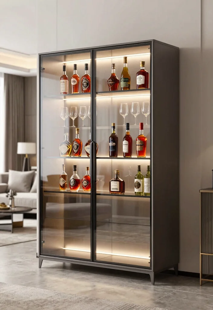 16 Living Room Bar Cabinet Ideas Chic Entertaining Storage - 5. Glass-Front Bar Cabinet 1