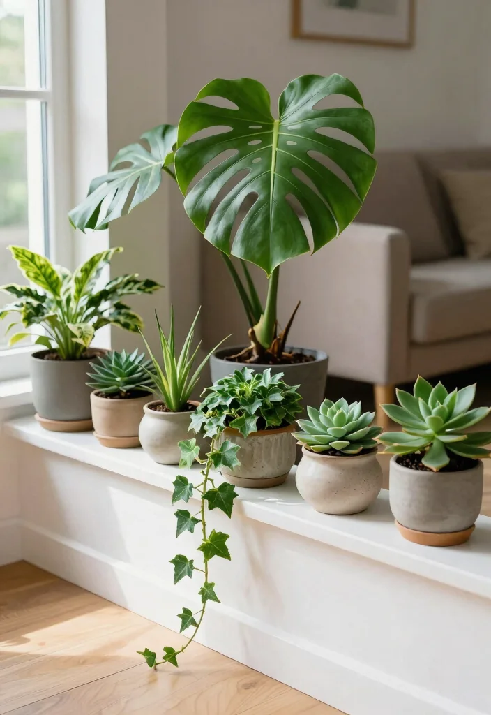 16 Living Room Ledge Decor Ideas for Simple Styled Displays - 1. Greenery Galore 1