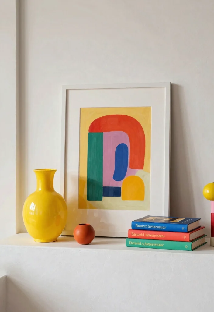 16 Living Room Ledge Decor Ideas for Simple Styled Displays - 12. Colorful Accents 1