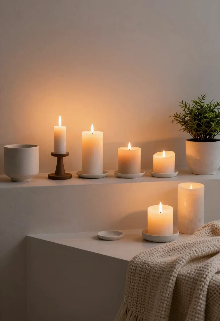 16 Living Room Ledge Decor Ideas for Simple Styled Displays - 4. Minimalist Candle Displays 1