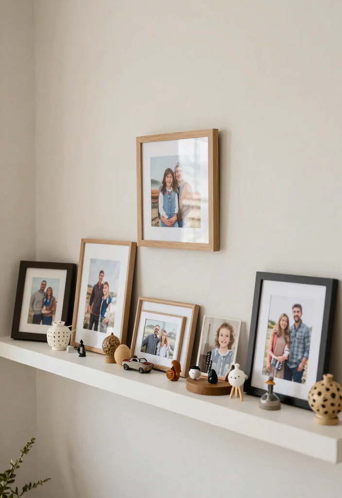 16 Living Room Ledge Decor Ideas for Simple Styled Displays - 6. Personal Touches 1