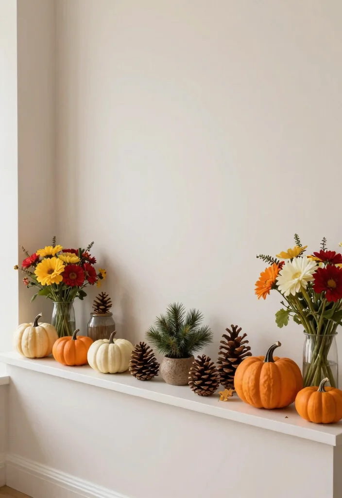 16 Living Room Ledge Decor Ideas for Simple Styled Displays - 8. Seasonal Decor 1