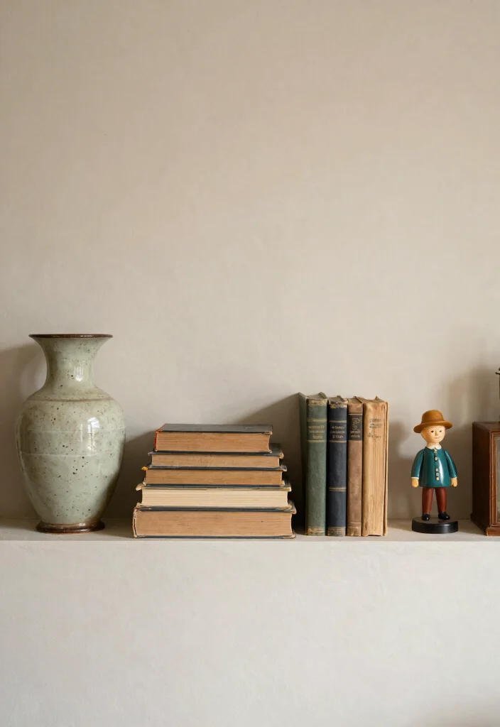 16 Living Room Ledge Decor Ideas for Simple Styled Displays - 9. Vintage Finds 1