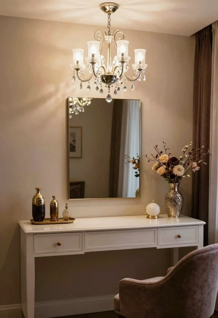 16 Living Room Vanity Ideas: Unexpected Chic Touch - 12. Statement Lighting 1